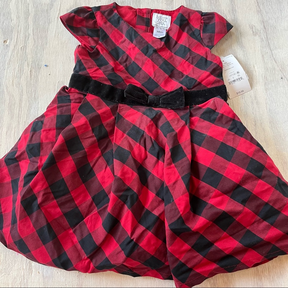 New baby girl carters holiday dress red and black Christmas